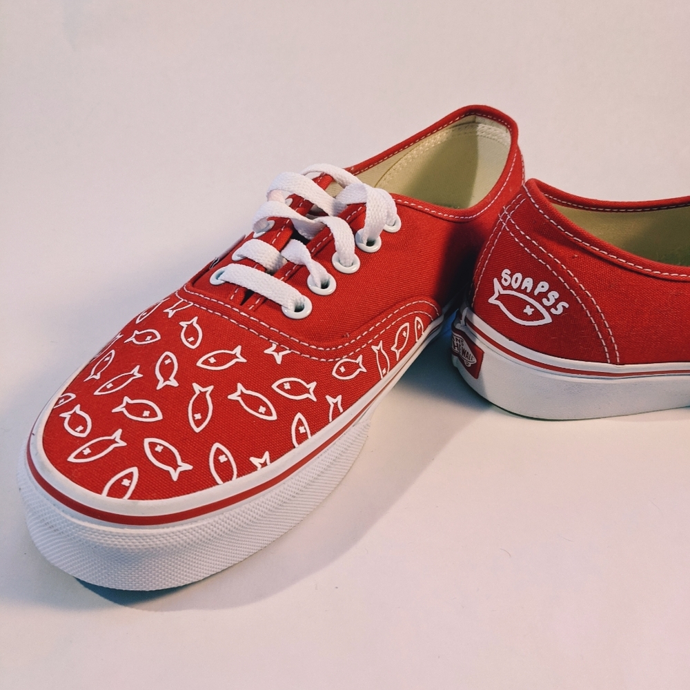 Red Vans Authentics - Custom - Picture 4 of 4